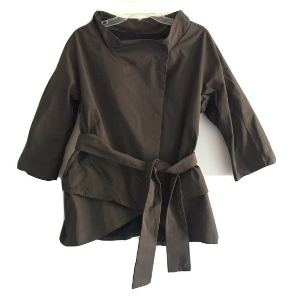 Jarbo Jackets & Blazers - Jarbo | Women's Brown Long Sleeve Funnel Neck Wrap Belted Jacket Size 40